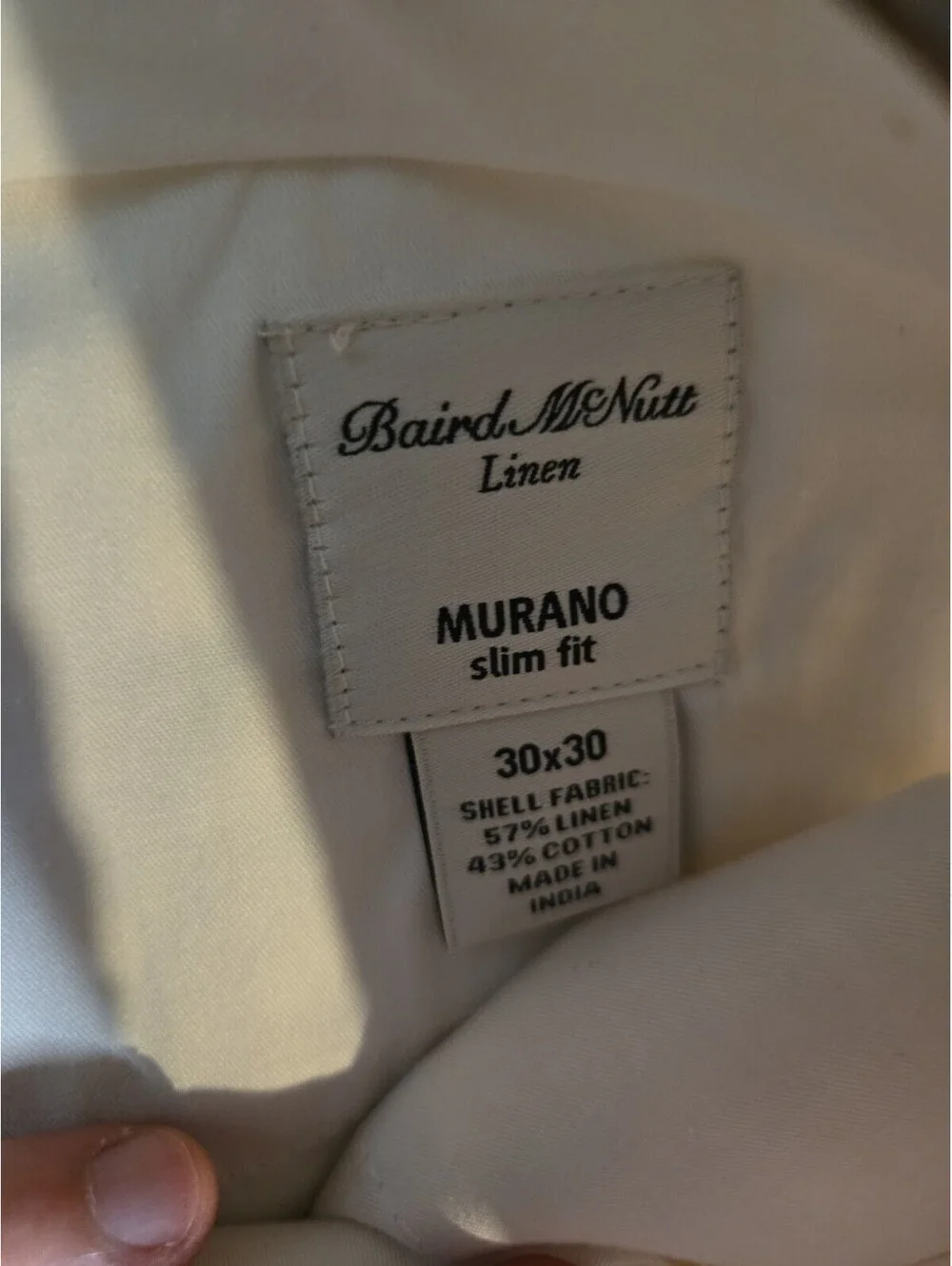 BAIRD MCNUTT Murano Slim Fit Beige Linen Cuffed Dress Pants Mens 30x30